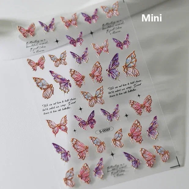 Dreamy Charming Shiny Beautiful Black White Butterfly Flower Love Heart Bowknot 5D Self Adhesive Nail Art Sticker Manicure Decal (ONLINE ORDER ONLY)
