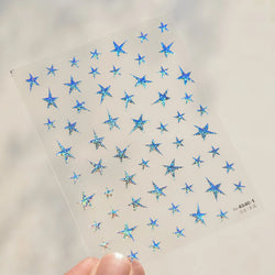 Irregular Stars Red Silver Five-pointed Star Meteor Shiny 5D Self Adhesive Nail Art Stickers Romantic Rhinestone Manicure Decals (ONLINE ORDER ONLY)