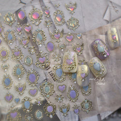 Colorful Geometric Gem Wing Love Heart Bowknot Moon Star Figure Totem Line Retro Self Adhesive Nail Art Stickers Manicure Decals (ONLINE ORDER ONLY)