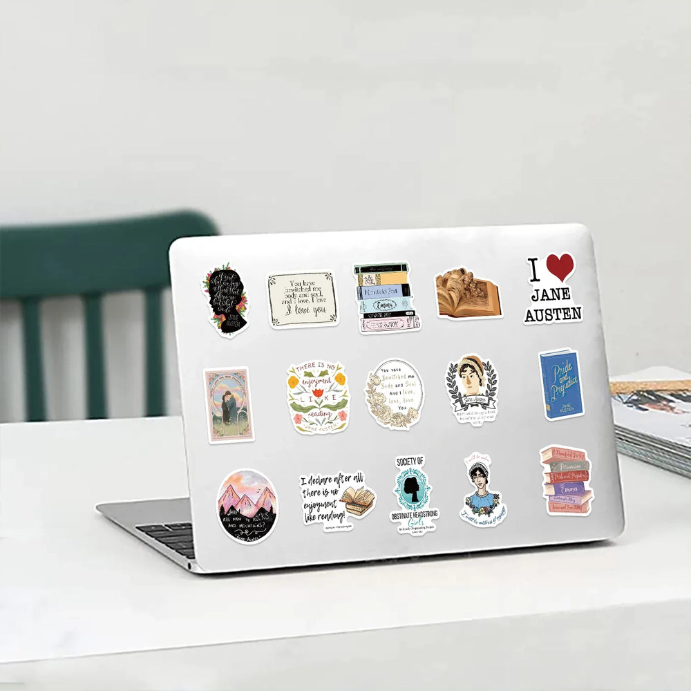 50pcs Novelist Jane Austen Stickers For Scrapbook Phone Laptop Suitcase Guitar Stationery Car Graffiti Sticker Novel Decals DIY (ONLINE ORDER ONLY)