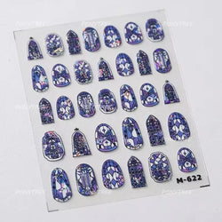 Green Blue Glass Butterfly Lily Flowers Star Line Water Droplet Charming Shiny Self Adhesive Nail Art Stickers Manicure Decals (ONLINE ORDER ONLY)