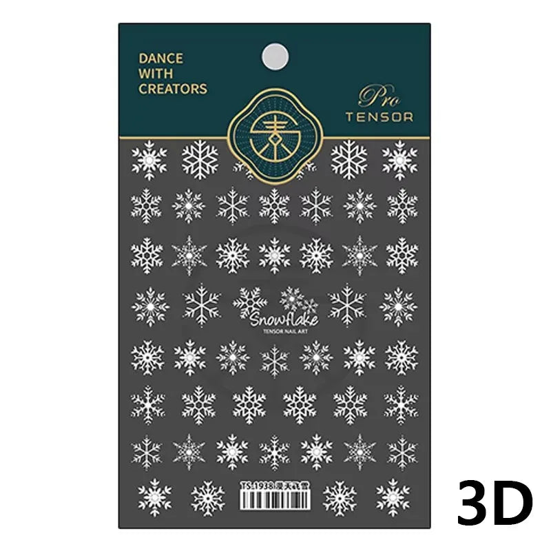 Bowknot Glove Socks Elk House Gingerbread Man Self Adhesive Nail Art Stickers Snowflake Christmas Tree Rhinestone Manicure Decal (Online Order Only)