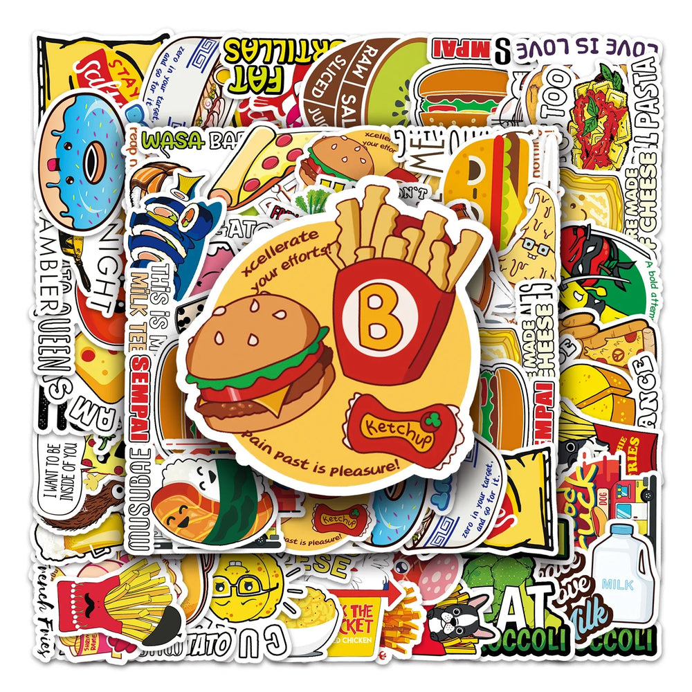 50Pcs Cartoon Waterproof Vinyl Stickers for Skateboard Snowboard Decals (ONLINE ORDER ONLY)