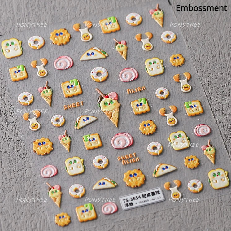 Soda Fruit Beverage Bottle Bear Watermelon Popsicle Dessert Ice Cream Cat Cherry Strawberry Bow Summer Nail Art Stickers Decals (ONLINE ORDER ONLY)