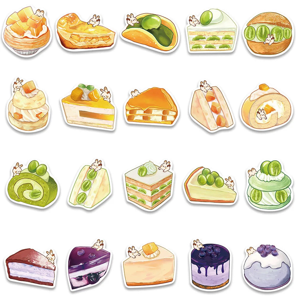 10/40Pcs Cute Kawaii Cartoon Food Cake Dessert Aesthetic Stickers Decals Laptop Phone Scrapbook Stationery Sticker Kid Toy (ONLINE ORDER ONLY)