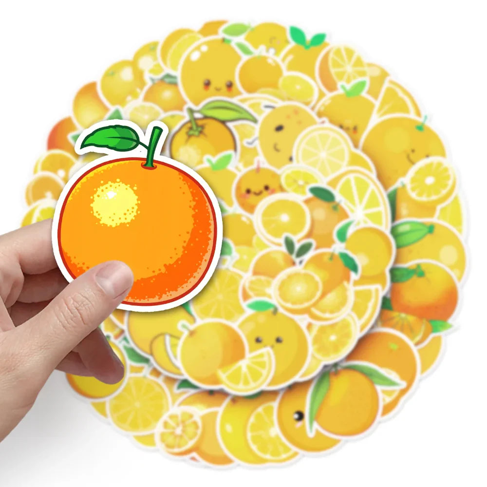 50PCS Cartoon Orange Cute Graffiti Scooter Laptop Waterproof Stickers Toys Tablet Decoration Graffiti Decals Sticker (Online Order Only)