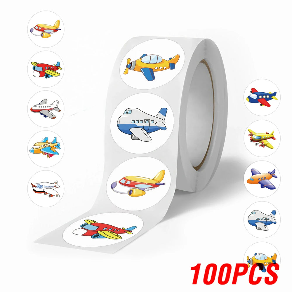 100-500pcs Round Airplane Sticker Kids Birthday Gifts Classroom Teacher Rewards Supplies Airplane Birthday Decorations Sticker (ONLINE ORDER ONLY)