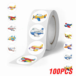 100-500pcs Round Airplane Sticker Kids Birthday Gifts Classroom Teacher Rewards Supplies Airplane Birthday Decorations Sticker (ONLINE ORDER ONLY)