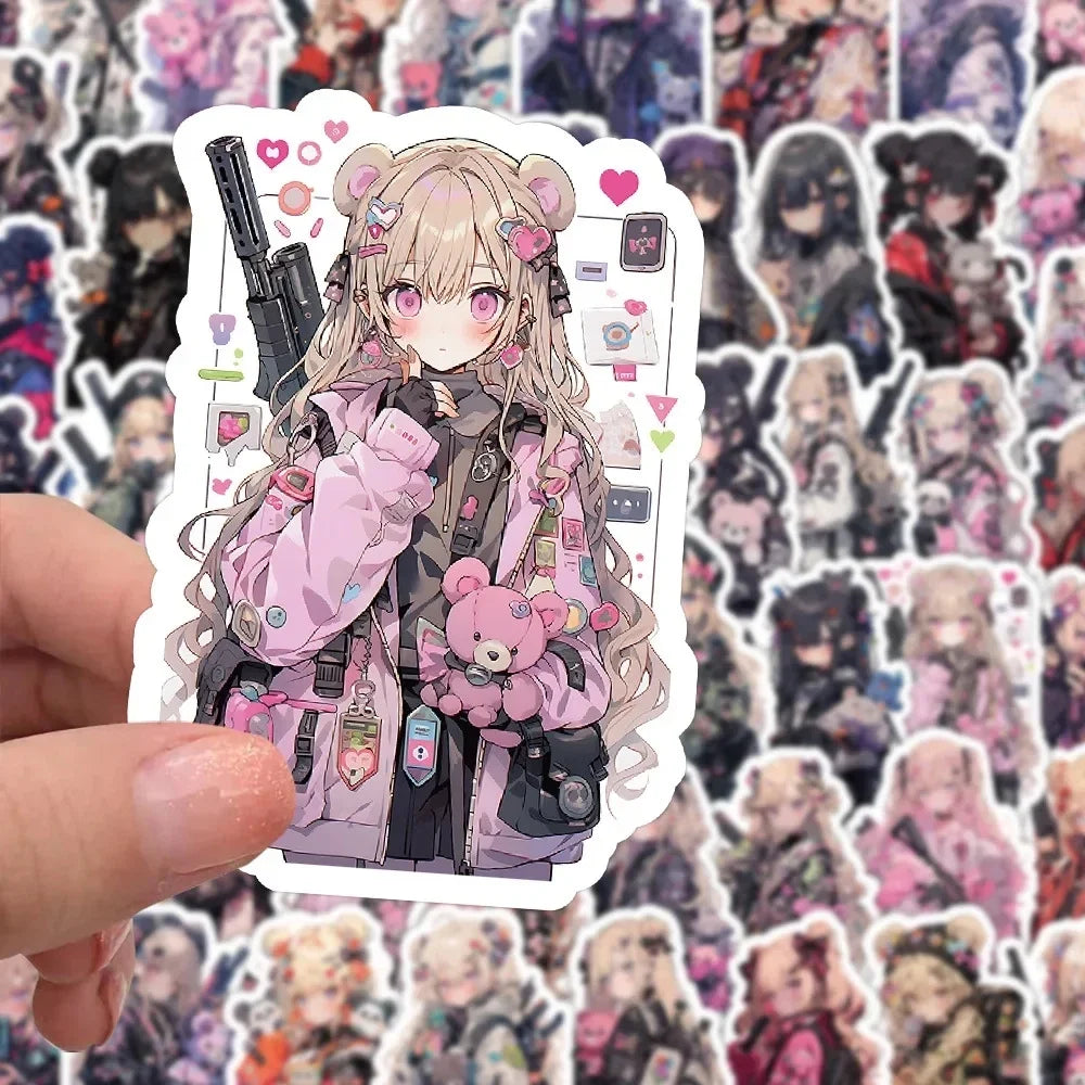 60PCS Anime Girl Bear Killer Stickers for Phone Laptop Luggage Skateboard Decals (Online Order Only)