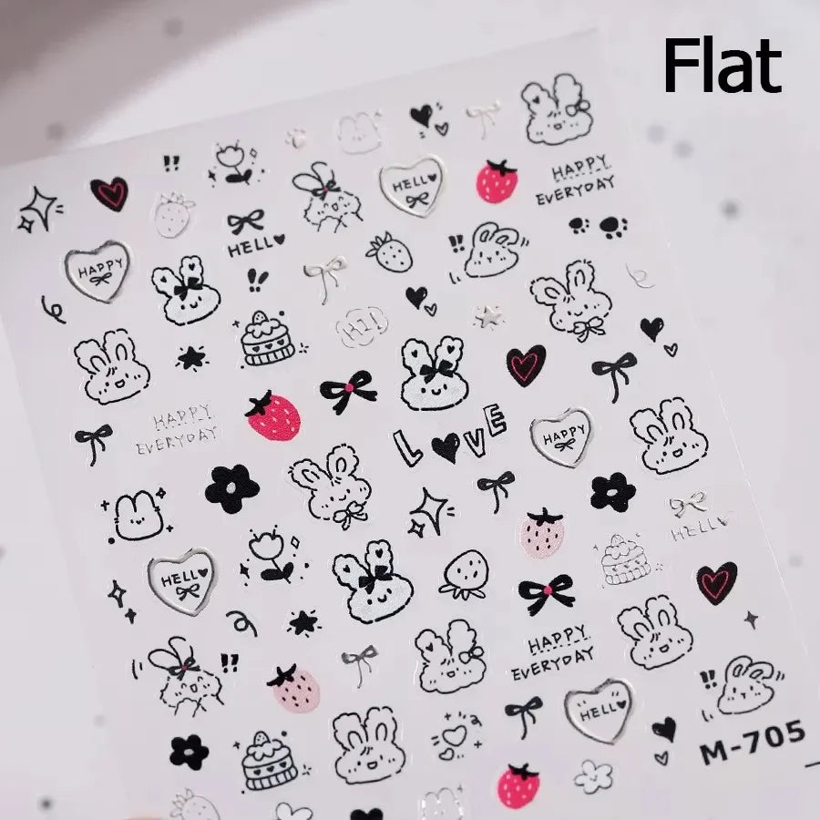 Cute Bowknot Dog Puppy Bear Strawberry Cake Fruit Juice Coffee Desserts Corgi Cherry Adhesive Nail Art Stickers Manicure Decals (ONLINE ORDER ONLY)