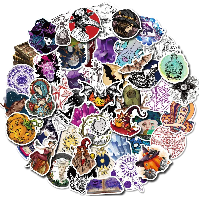 Aesthetic Magic Book Stickers Halloween Cartoon Scrapbook Guitar Laptop Phone Skateboard (Online Order Only)