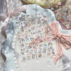 Lovely Animals Cat Dog Bear Party Puppy Kitten Cake Bowknot Flower Love Heart Lace Gird Adhesive Nail Art Sticker Manicure Decal (ONLINE ORDER ONLY)