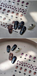 Pink Transparent Strawberry Leopard Print Metal Silver Fruit Lovely Self Adhesive Nail Art Stickers 5D Manicure Decals Wholesale (ONLINE ORDER ONLY)