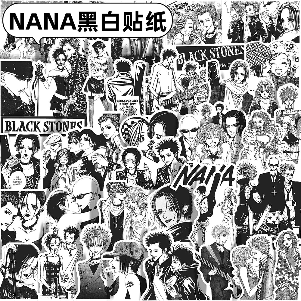 NANA Anime Stickers Set: Black White Decals for Laptop, Phone, Suitcase, Stationery (Online Order Only)