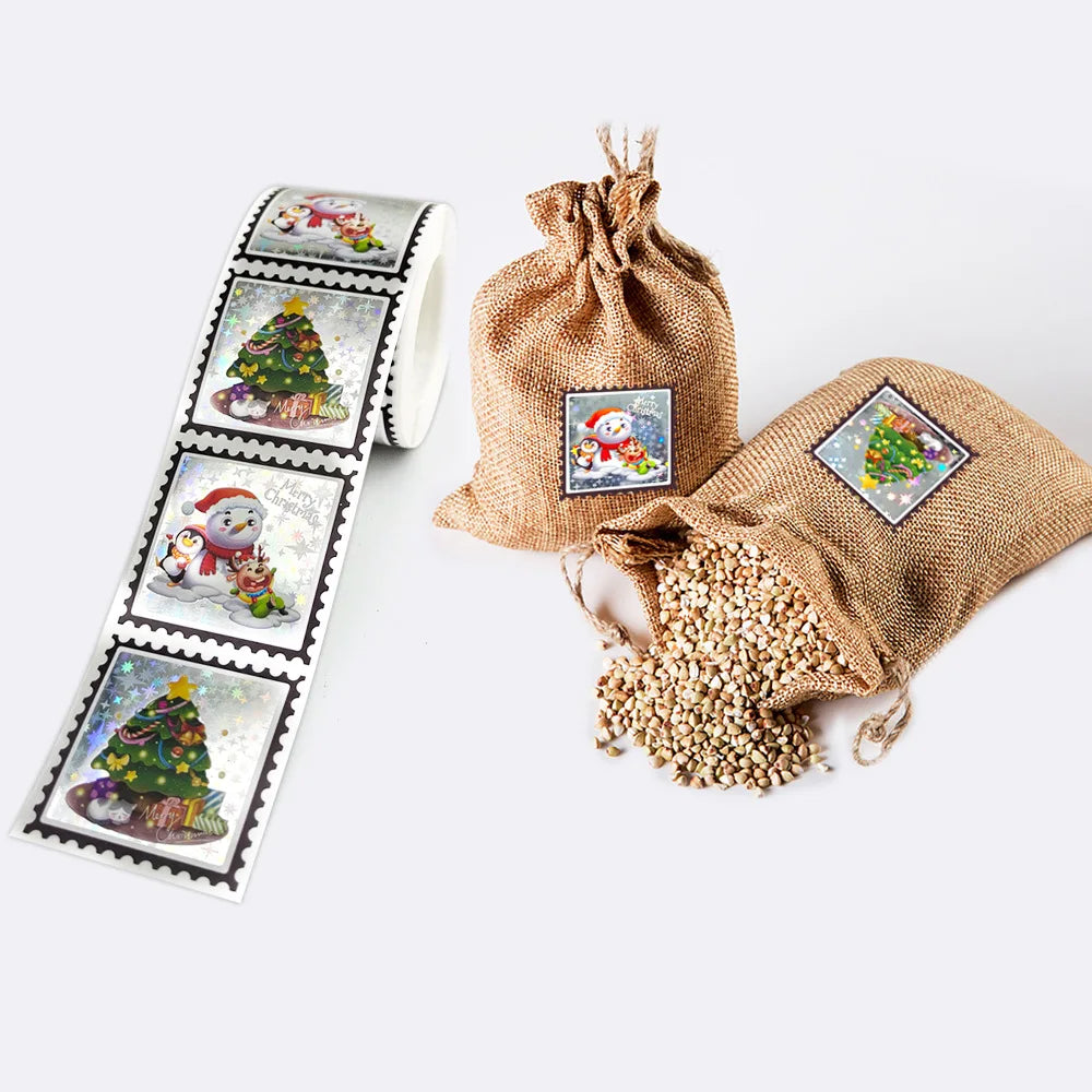 50-300pcs Holographic Stickers Merry Christmas Stickers Seal Labels For DIY Gift Baking Package Envelope Stationery Decor (ONLINE ORDER ONLY)