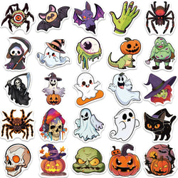 10/30/50pcs Cute Hallowmas Horror Skull Cartoon Stickers Decals Kids Toy Laptop Suitcase Phone Car Skateboard Waterproof Sticker (Online Order Only)