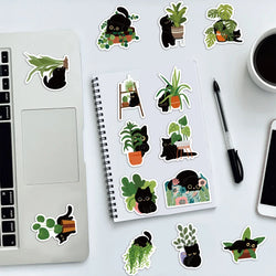 10/30/60PCS Cute Plants Cat Stickers Graffiti Cartoon Kawaii Animals Decals Kids Toys DIY Laptop Phone Skateboard Bike Suitcase (Online Order Only)