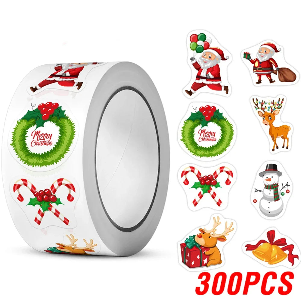 100-500pcs Merry Christmas Stickers Cristmas Xmas Party Seal Labels Stickers For DIY Gifts Baking Package Envelope Stationery (Online Order Only)