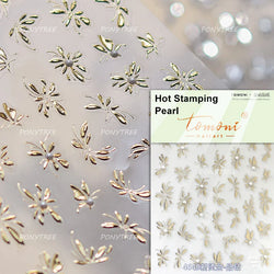 Pink Flower Hot Stamping Silver Leaves Branch Wicker Willow Plant Chic Adhesive Nail Art Decorations Stickers Manicure Decals (Online Order Only)