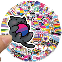 50/100pcs Gay Pride Stickers Rainbow Stickers in Bisexual Stuff Colorful LGBTQ Sticker for Water Bottle Laptop Motor Phone (ONLINE ORDER ONLY)