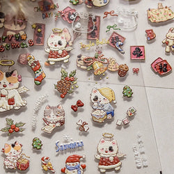 Cat Kitten Star Tree Bell Angel Bowknot Snowman Envelope Pinecone Bone Adhesive Nail Art Stickers Cup Rhinestone Manicure Decals (ONLINE ORDER ONLY)