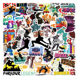Breakdancer Hip Hop Stickers PVC Waterproof Skateboard Phone Bike Fridge Guitar Decals 10/30/55pcs (ONLINE ORDER ONLY)
