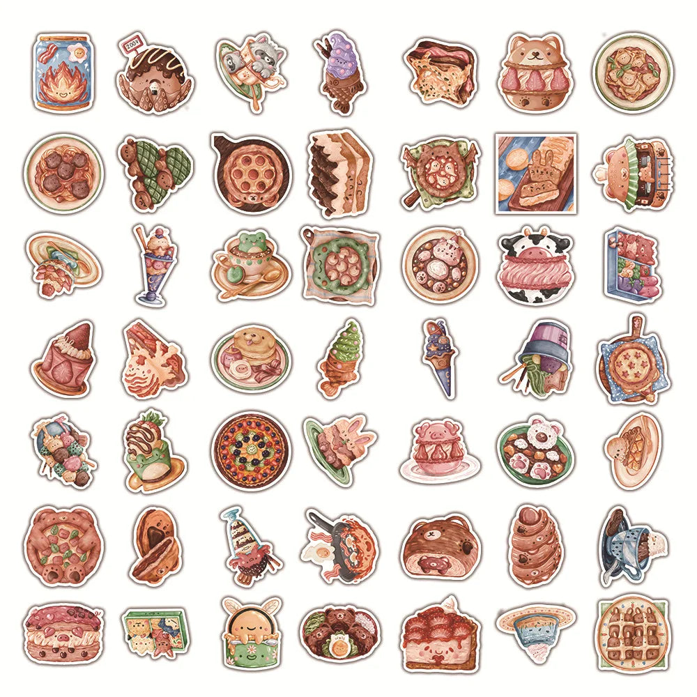10/30/50/100PCS Cute Cartoon Animal Food Stickers Kids Toy DIY Suitcase Fridge Phone Notebook Laptop Bike Waterproof Decals Gift (ONLINE ORDER ONLY)