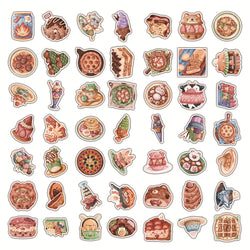 10/30/50/100PCS Cute Cartoon Animal Food Stickers Kids Toy DIY Suitcase Fridge Phone Notebook Laptop Bike Waterproof Decals Gift (ONLINE ORDER ONLY)