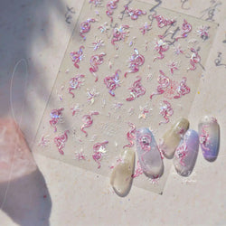 Chic Purple Serpent Flower Winding Snake Elements Shiny Dreamy Animals Self Adhesive Nail Art Sticker Embossment Manicure Decals (ONLINE ORDER ONLY)
