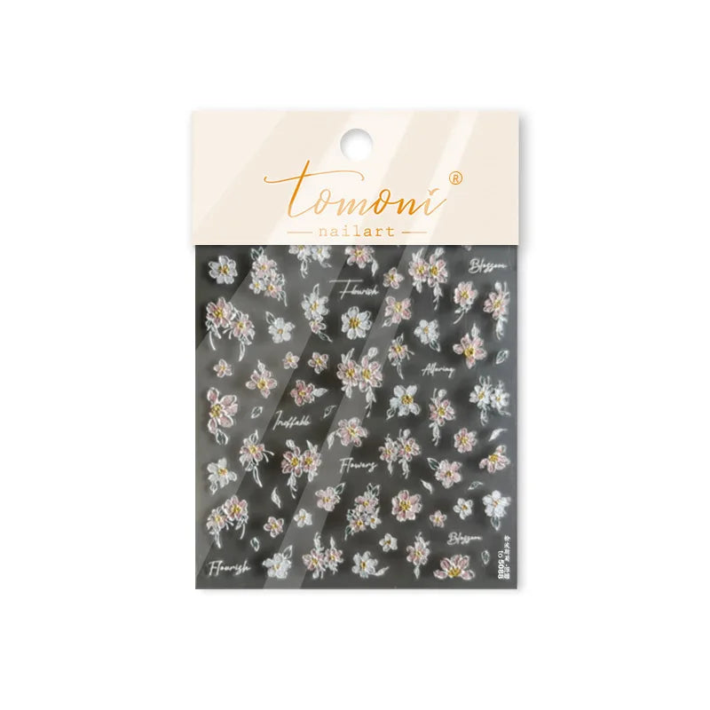 Colourful Daisy Cosmos Hot Stamping Petal Delicate and Pretty Plant Self Adhesive Nail Art Decoration Stickers Manicure Decals (ONLINE ORDER ONLY)