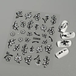 1pcs 5D Floral Nail Art Stickers Acrylic Flowers Decals with Glitter Self-Adhesive Elegant Silver Black Blossoms Theme Nail Art* (ONLINE ORDER ONLY)