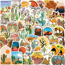 50Pcs Cartoon Desert Outdoor Geography Stickers Guitar Kids DIY TOY Car Moto Skateboard Snowboard Luggage Decal Sticker (Online Order Only)