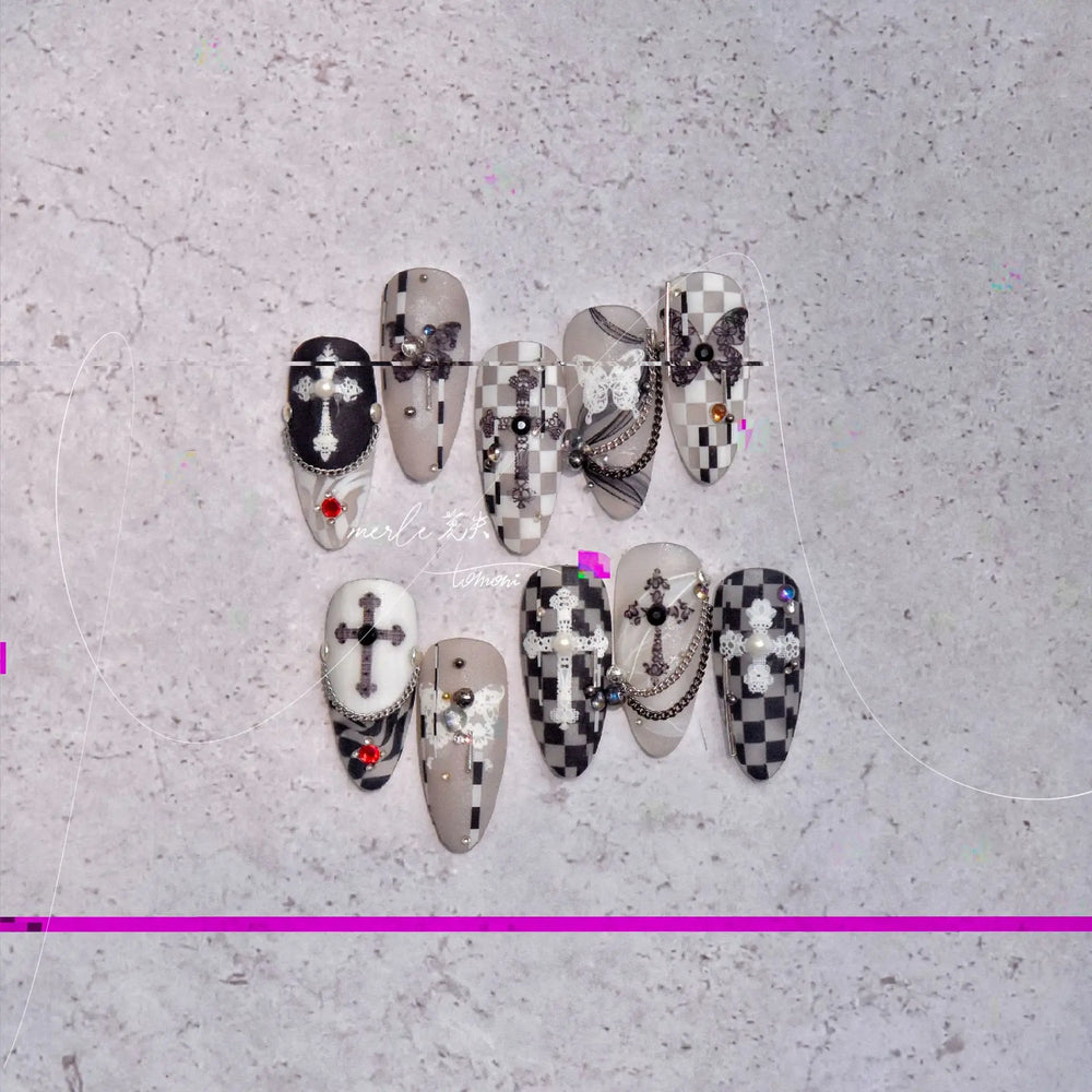 Black White Pearl Lace Butterfly Cross Retro Figure Flower Symmetric Self Adhesive Nail Art Stickers  Manicure Decals Wholesale (ONLINE ORDER ONLY)