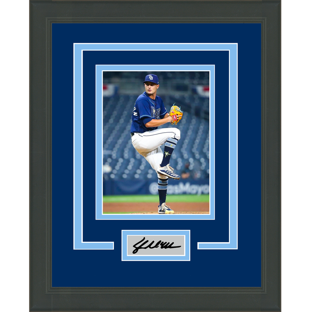 Framed Shane McClanahan Facsimile Laser Engraved Signature Auto Tampa Bay Rays 11x14 Baseball Photo #2 (ONLINE ORDER ONLY)