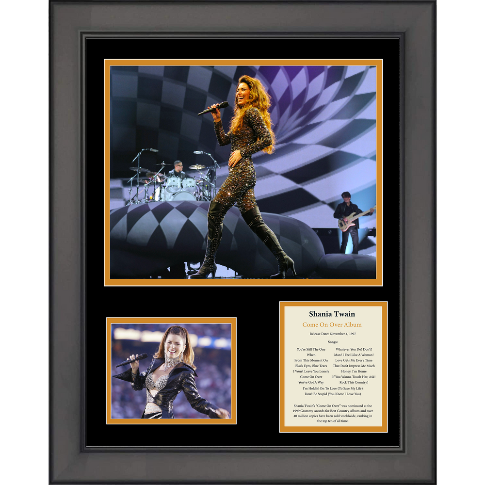 Framed Shania Twain Come On Over Album 11"x14"Music Three Photo Collage (ONLINE ORDER ONLY)