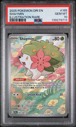 Graded 2025 PKM DRI EN Shaymin Illustration Rare #185 Trading Card Game PSA 10 Gem Mint