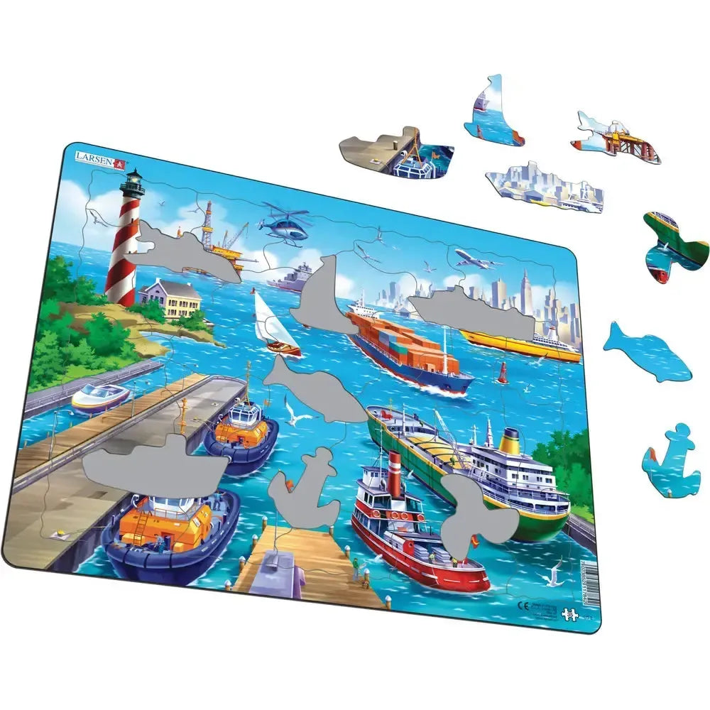Ships in Harbor 35 Piece Tray Jigsaw Puzzle Larsen (ONLINE ORDER ONLY)