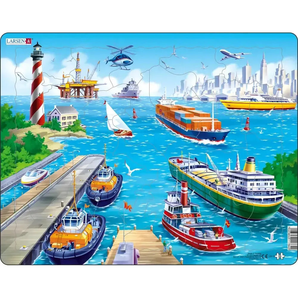 Ships in Harbor 35 Piece Tray Jigsaw Puzzle Larsen (ONLINE ORDER ONLY)