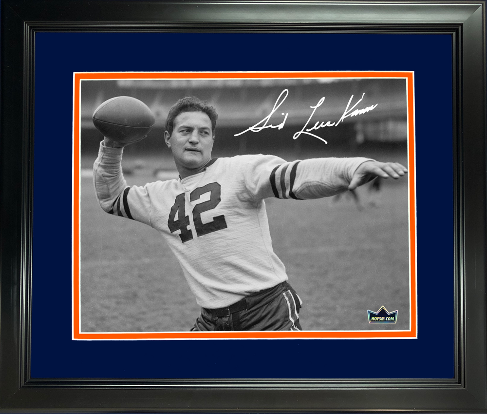 Framed Sid Luckman Chicago Bears Facsimile Laser Engraved Signature Auto 11"x14"Football Photo HOFSM Holo (ONLINE ORDER ONLY)
