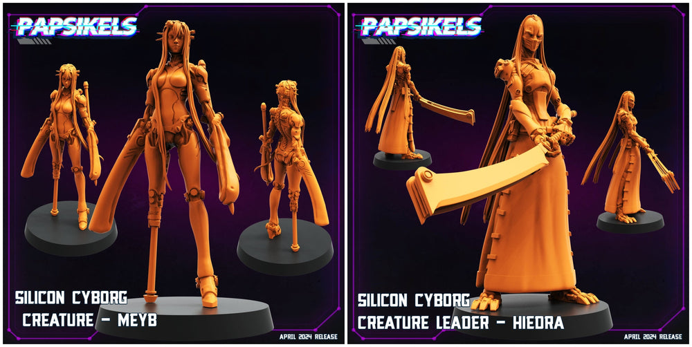 3D Printed Papsikels Silicon Cyborg Creature Set 28mm 32mm (Online Only)