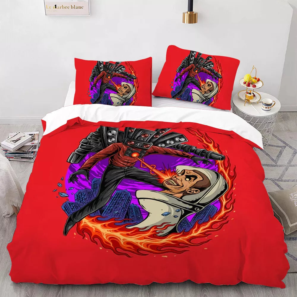 Skibidi Toilet Bedding Set Pattern Quilt Cover Without Filler (Online Order Only)