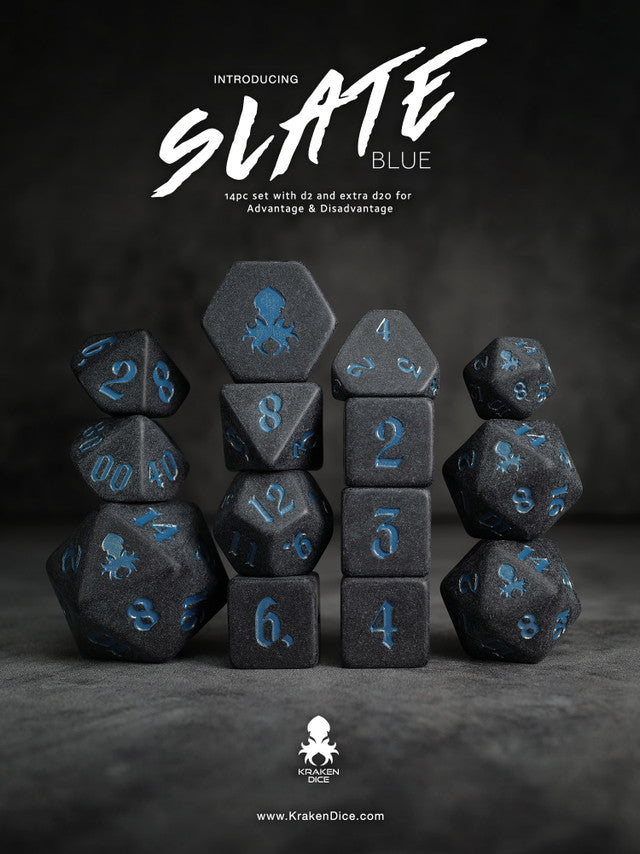 Kraken Slate 14 pc Slate TTRPG Dice Set