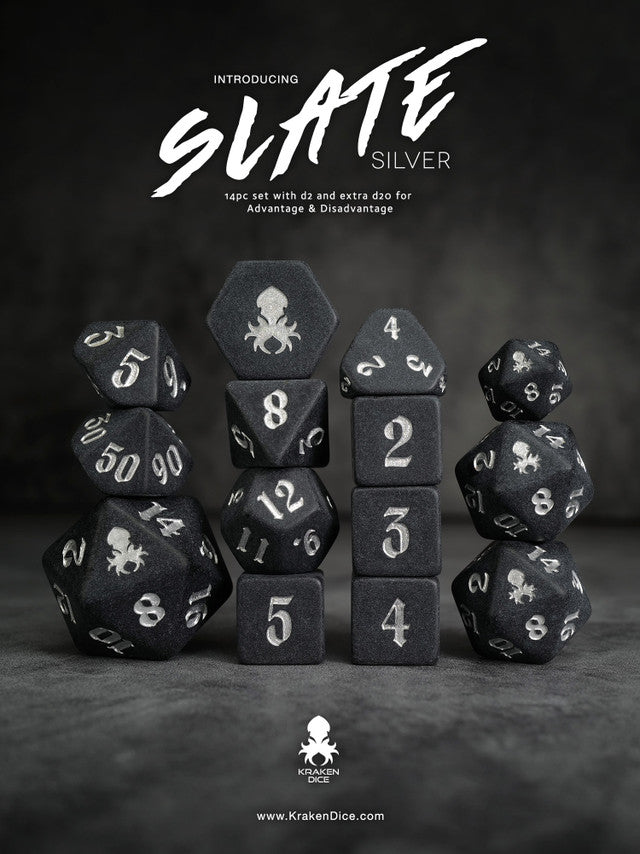 Kraken Slate 14 pc Slate TTRPG Dice Set