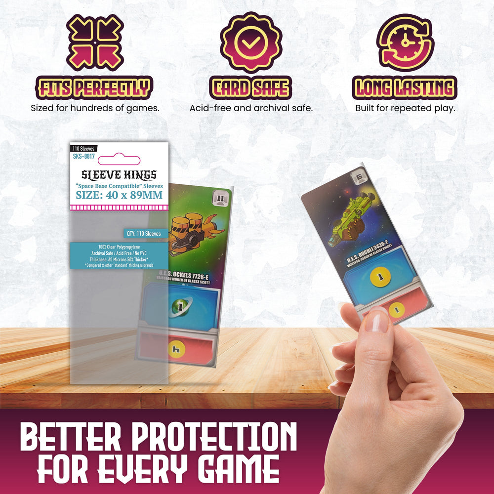 "Space Base" Compatible Card Sleeves (40x89mm) 110 Pack, 60 Micron, SKS-8817