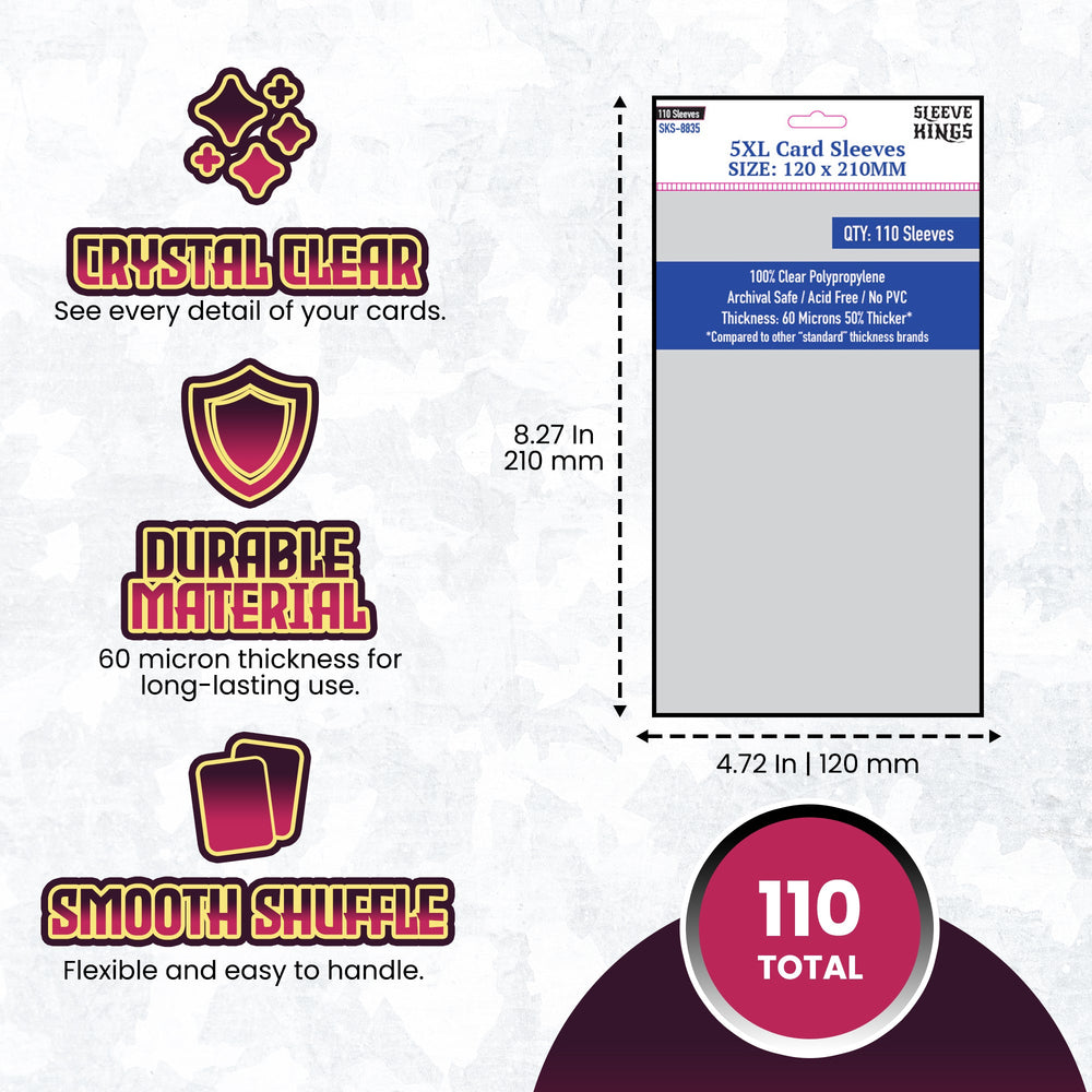 5XL Game Card Sleeves (120x210mm) 110 Pack, 60 Micron, SKS-8835