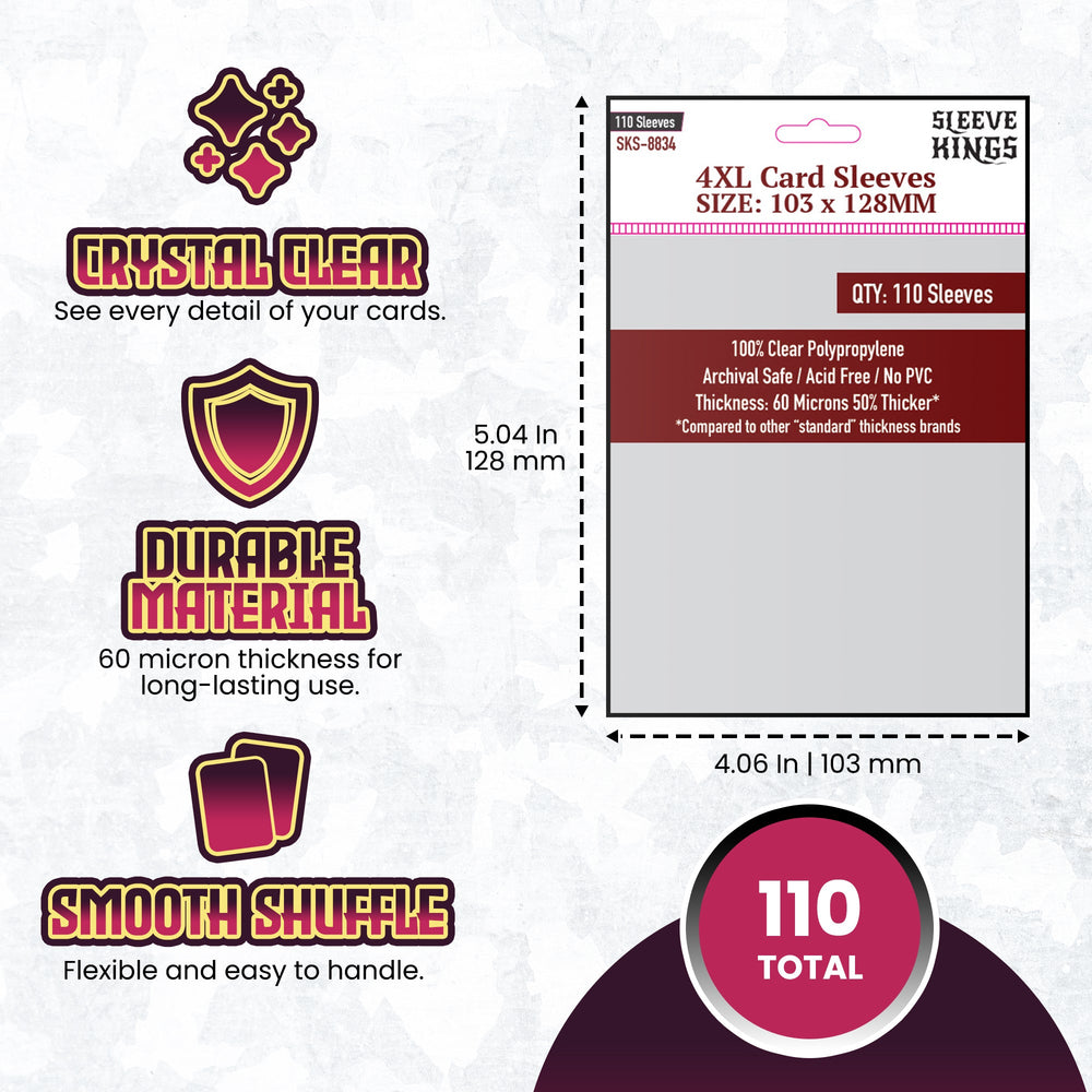 4XL Game Card Sleeves (103x128mm) 110 Pack, 60 Micron, SKS-8834