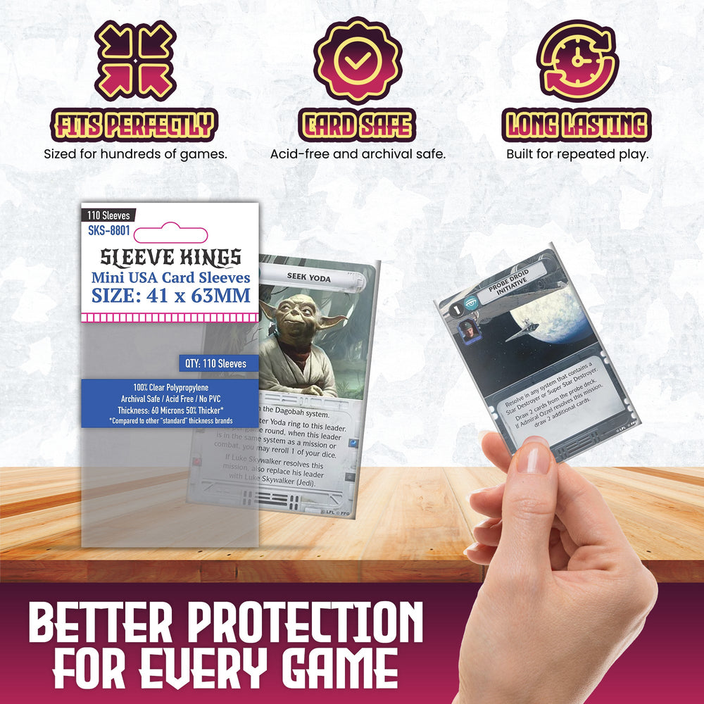 Sleeve Kings Mini USA Card Sleeves (41x63mm) - 110 Pack, -SKS-8801