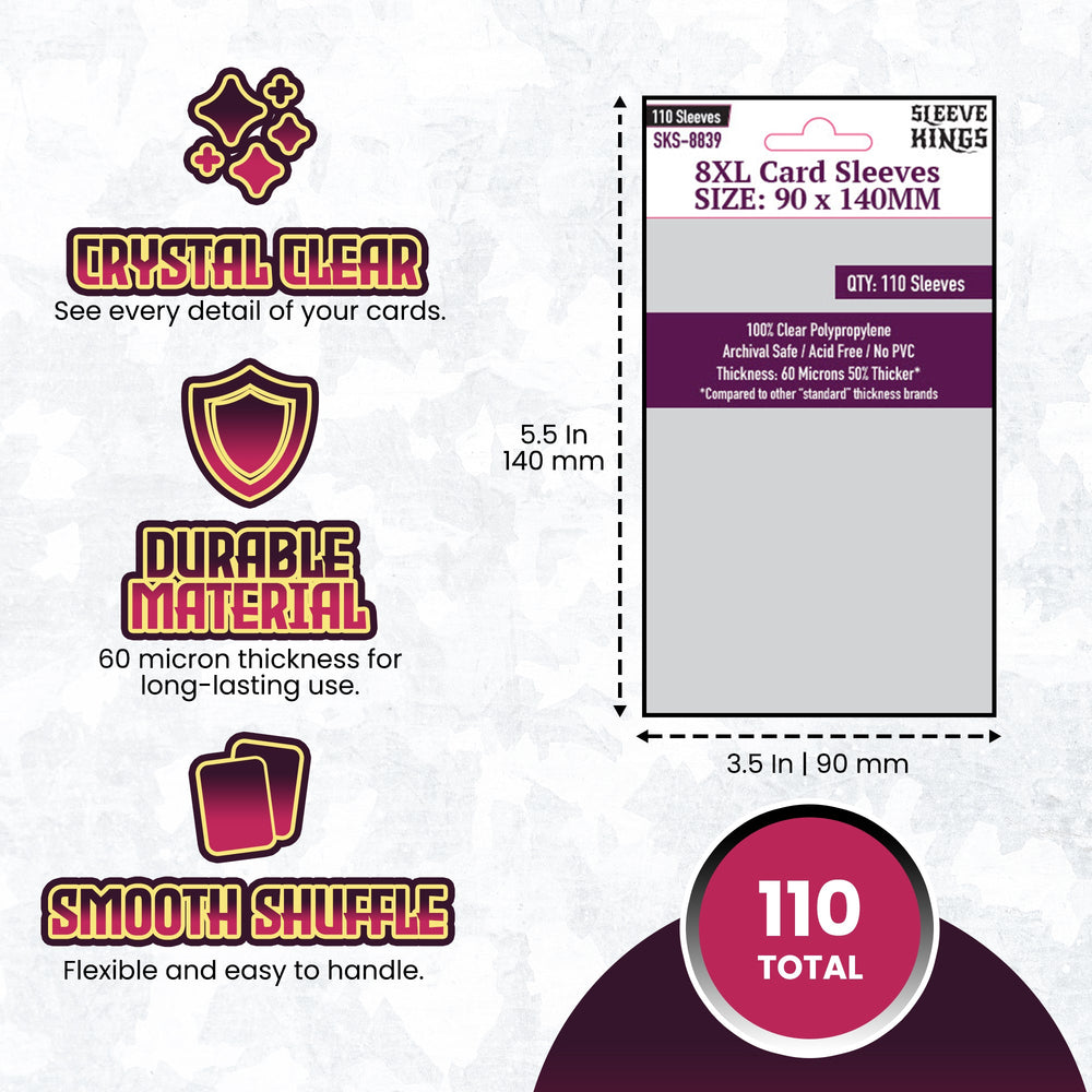 8XL Game Card Sleeves (90x140mm) 110 Pack, 60 Micron, SKS-8839