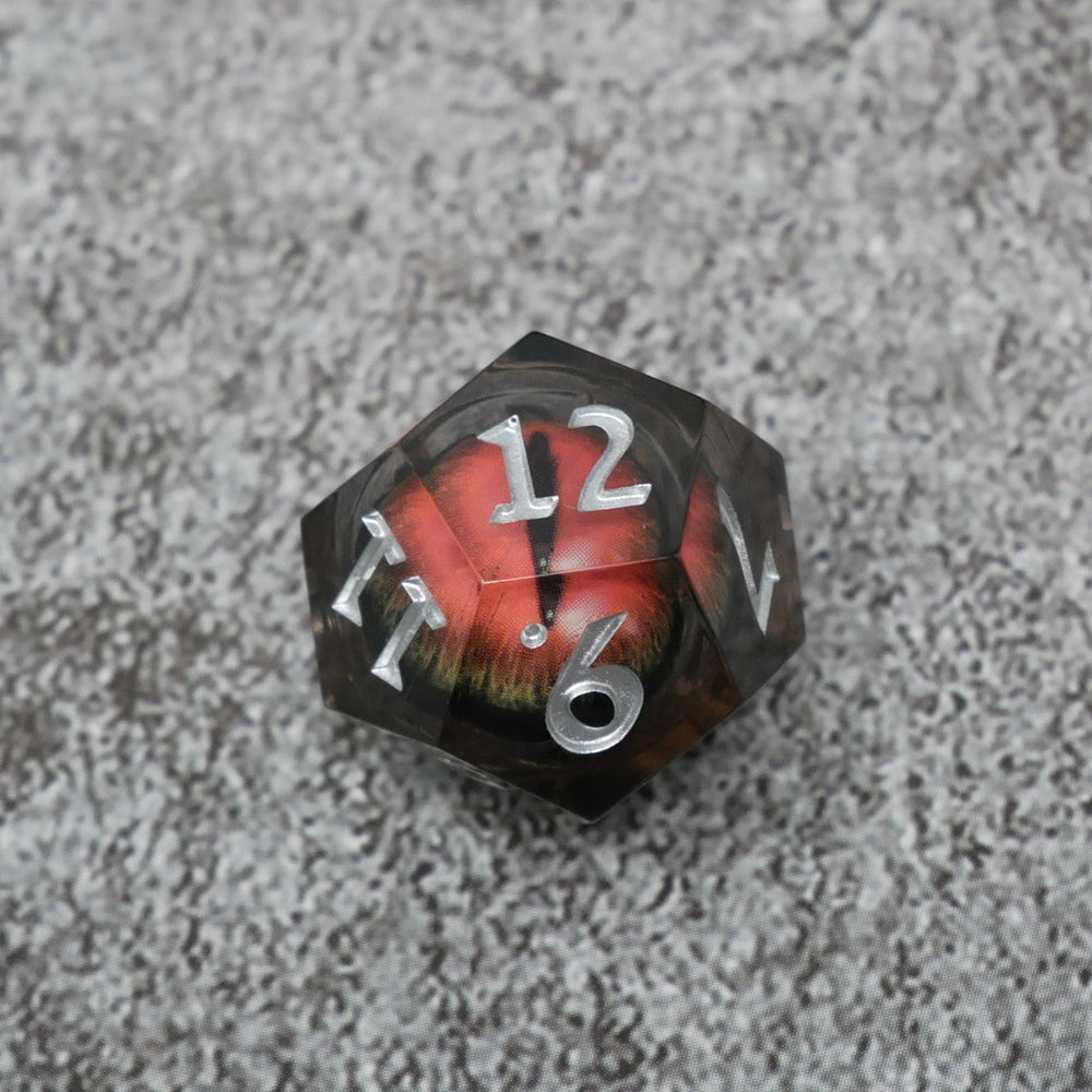 Smaug's Eye |  7 Piece Moving Eye DnD Dice Set | Acrylic RPG Gaming Dice (ONLINE ORDER ONLY)