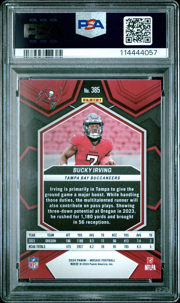 Graded 2024 Panini Mosaic Bucky Irving #385 Rookie RC Football Card PSA 10 Gem Mint (ONLINE ORDER ONLY)